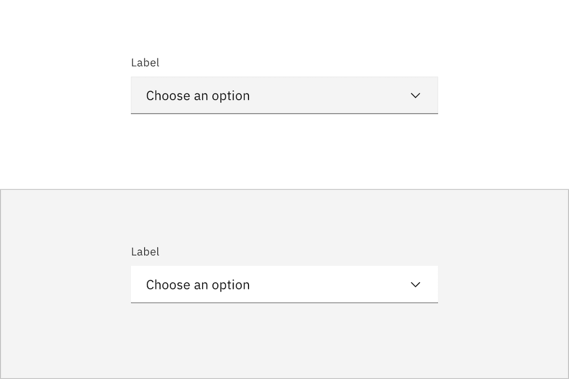 Light prop applied to dropdowns in a filter panel.